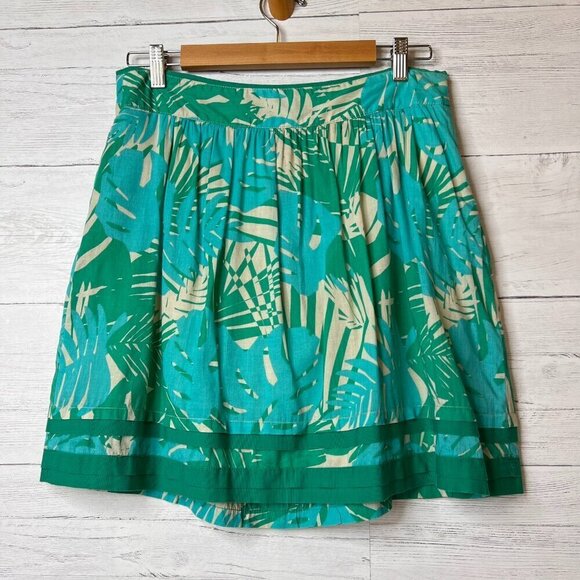 Ann Taylor Loft Skirt Womens SZ 4 Tropical Foliage A Line Palm Print Mini Aloha - Picture 4 of 16
